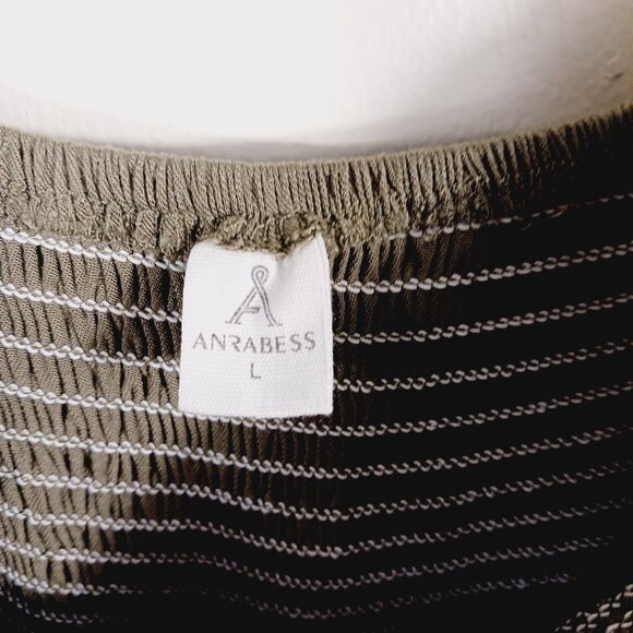 Anrabess, Tiered Midi Dress, Khaki Green, Size Large, Smocking, Tiered, Peasant - Picture 2 of 16